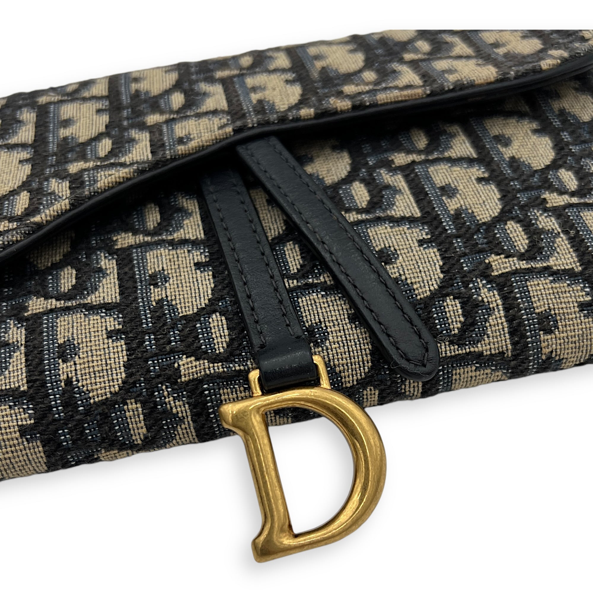 Oblique Wallet On Chain Blue in Jacquard, Gold hardware