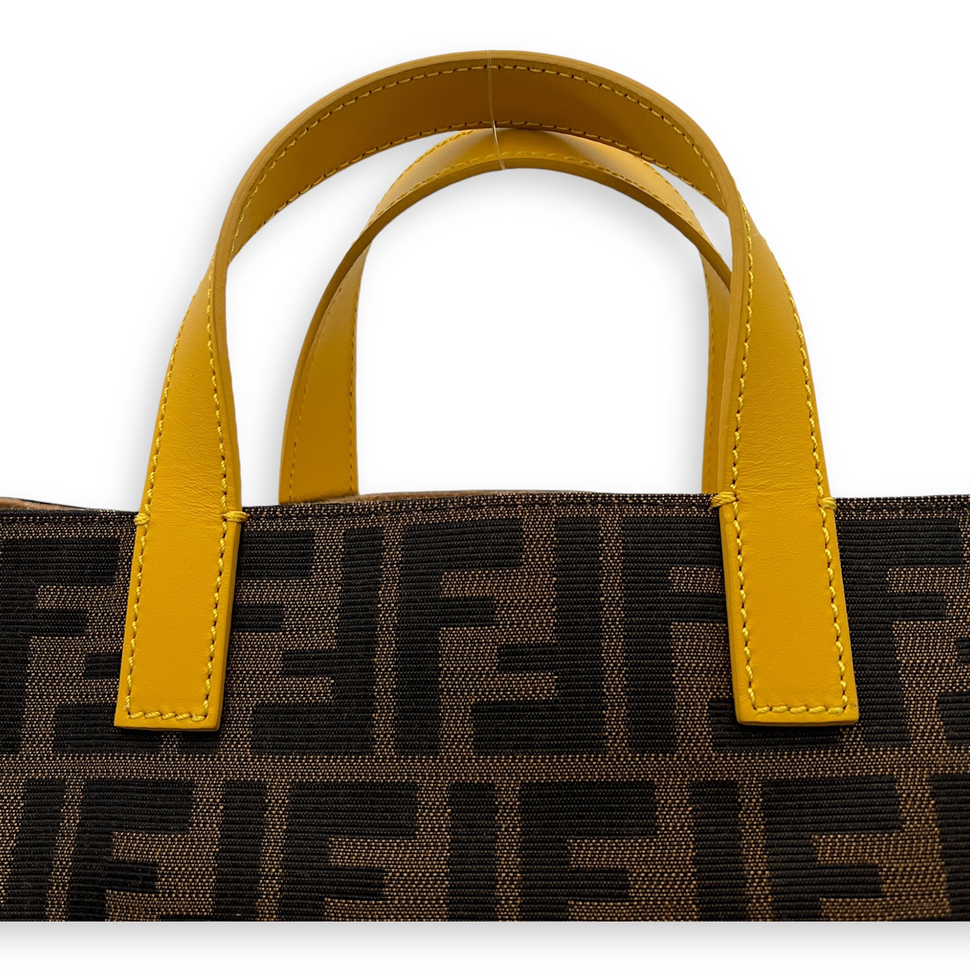 Zucca Large Brown Tote Bag in Jacquard, Gold hardware