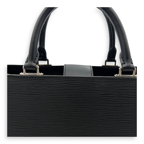 Kleber MM Black Top Handle Bag in Epi Leather, Silver hardware