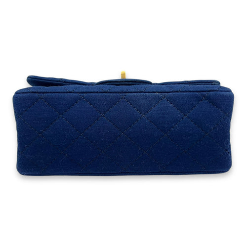 Chanel 2.55 Mini Blue Shoulder Bag in Jersey, Gold hardware_5