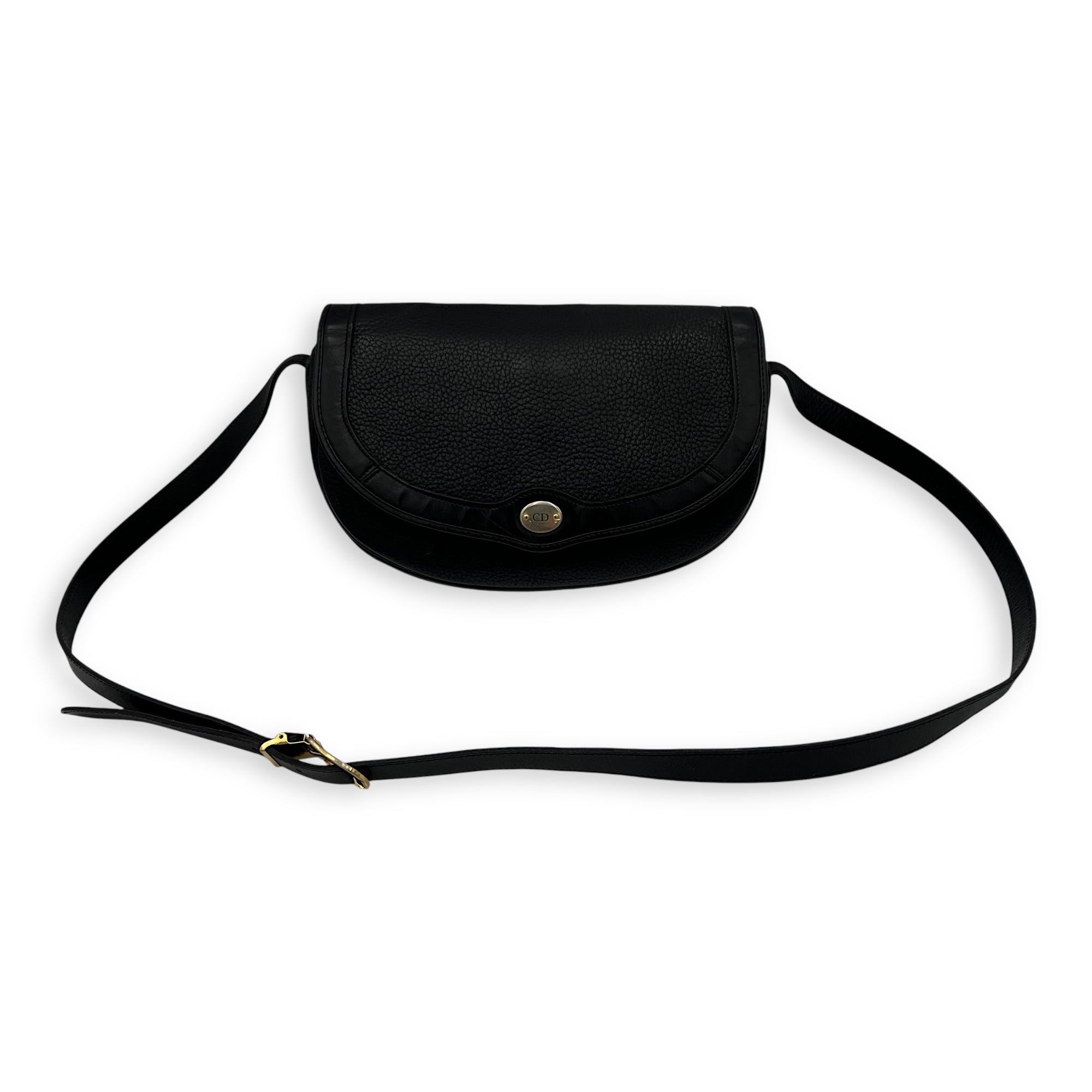 Christian Dior Vintage Crossbody Bag Black in Calfskin, Gold hardware_21