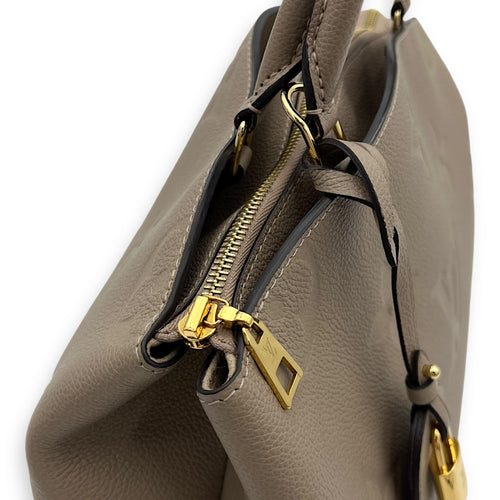 Louis Vuitton Grand palasis Top Handle Bag MM Grey in Calfskin, Gold hardware_8