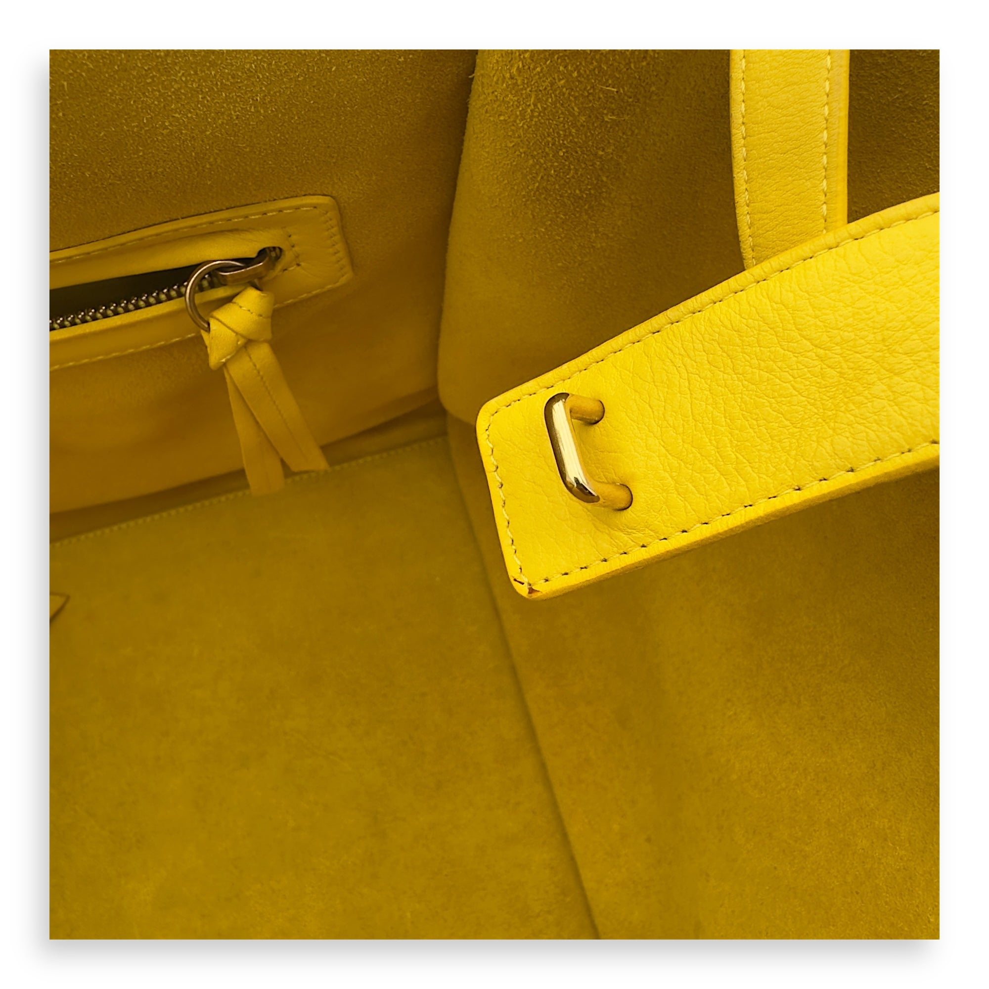 Celine Phantom Luggage Yellow Top Handle Bag in Calfskin, Gold hardware_21