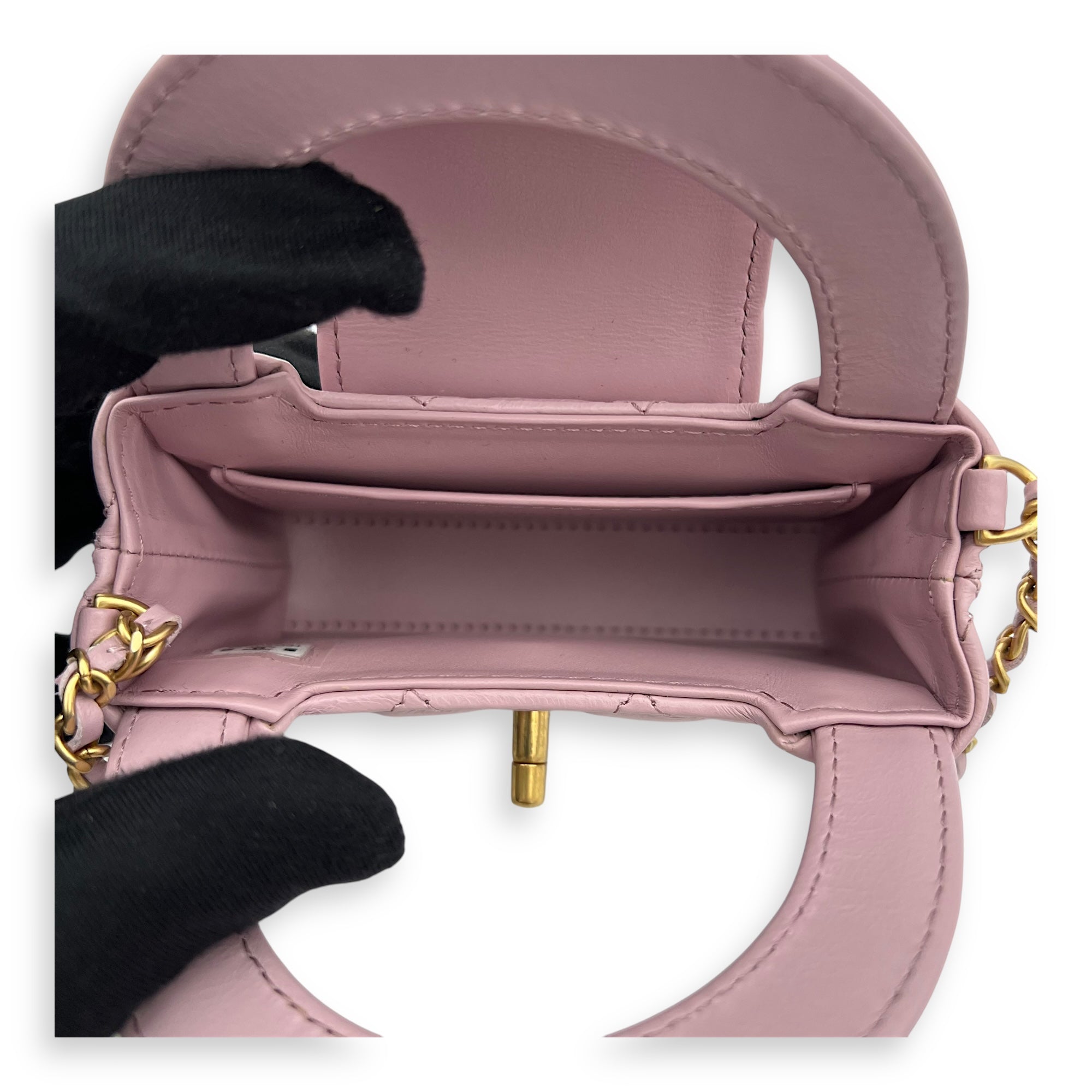 Chanel Kelly Top Handle Bag Nano Pink in Calfskin, Gold