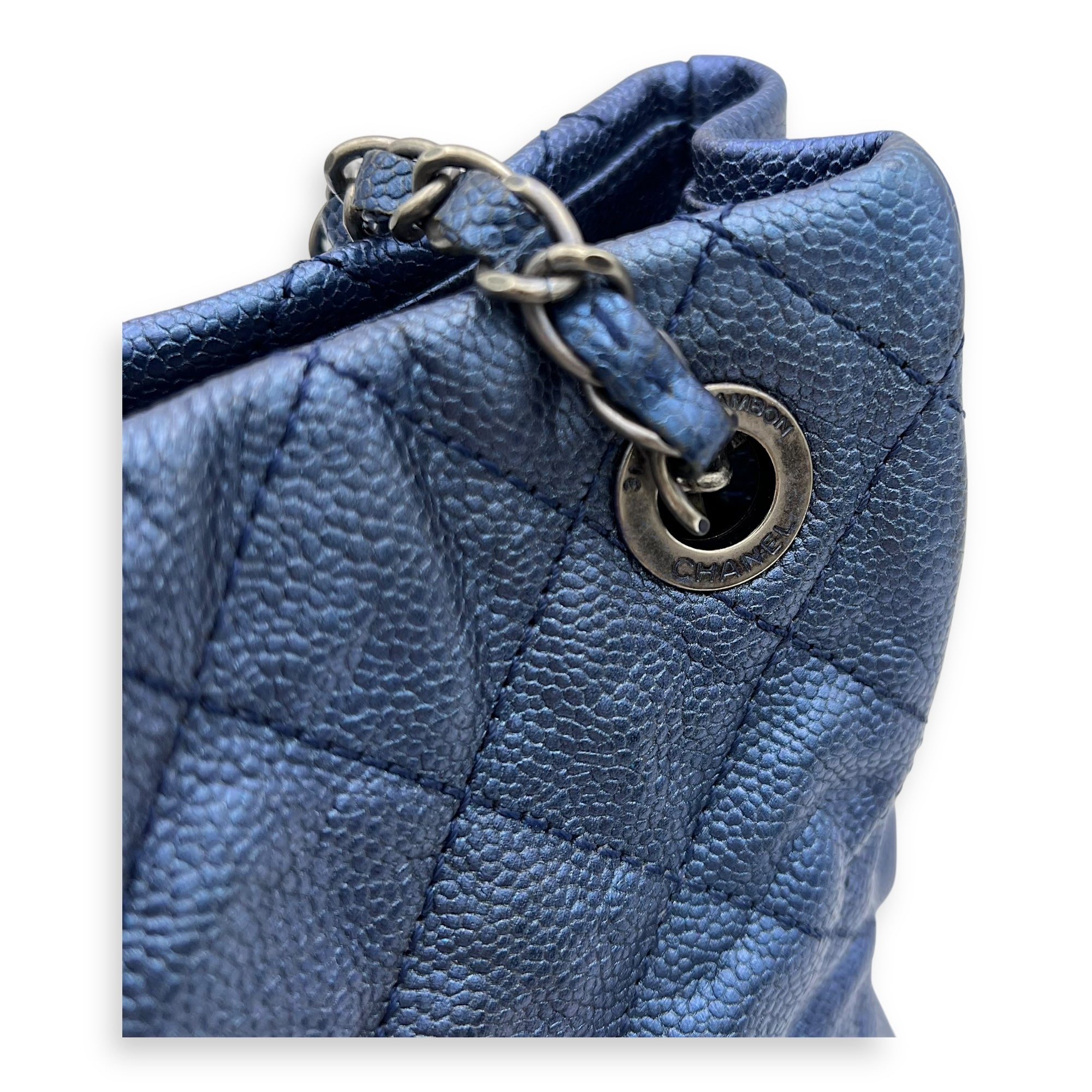 Chanel Others Tote Bag Blue in Caviar Leather, Ruthenium hardware_10