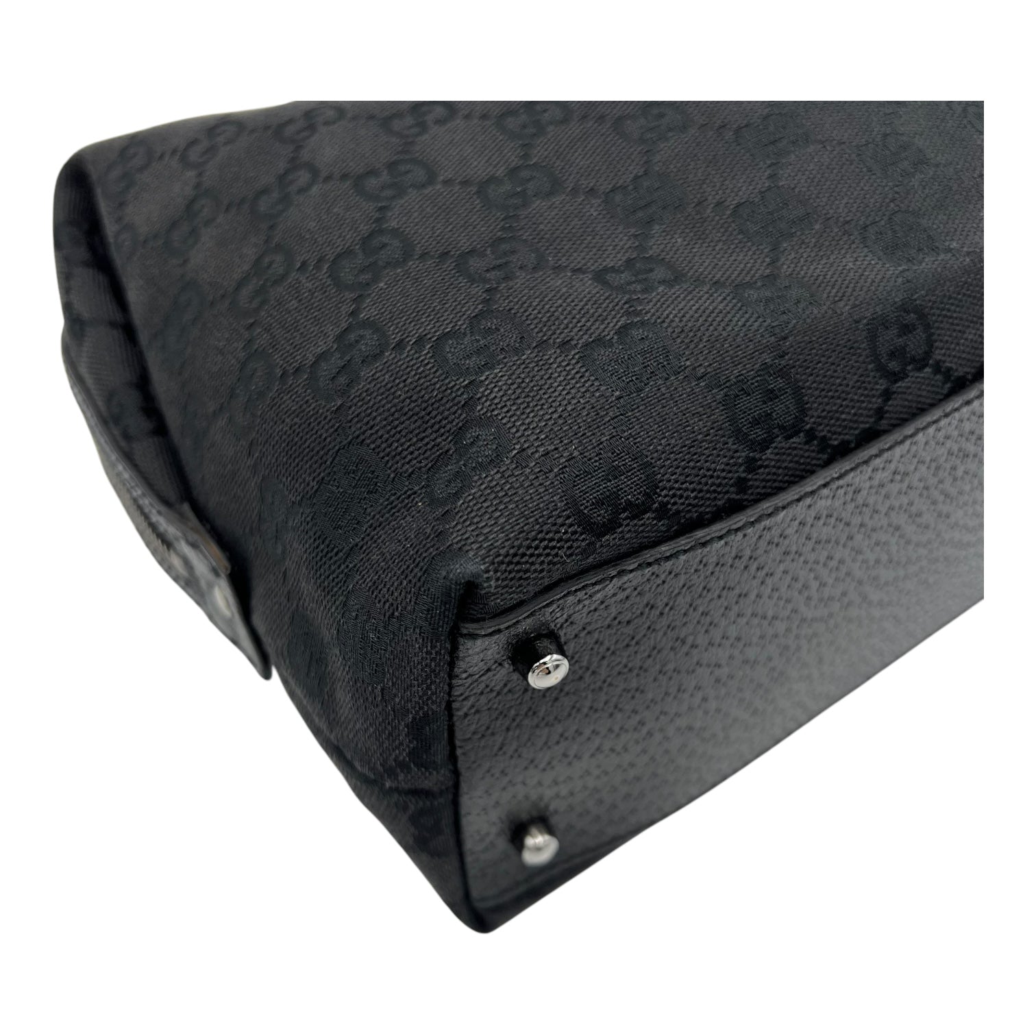 Gucci GG Top Handle Bag Black in Canvas, Silver hardware_9