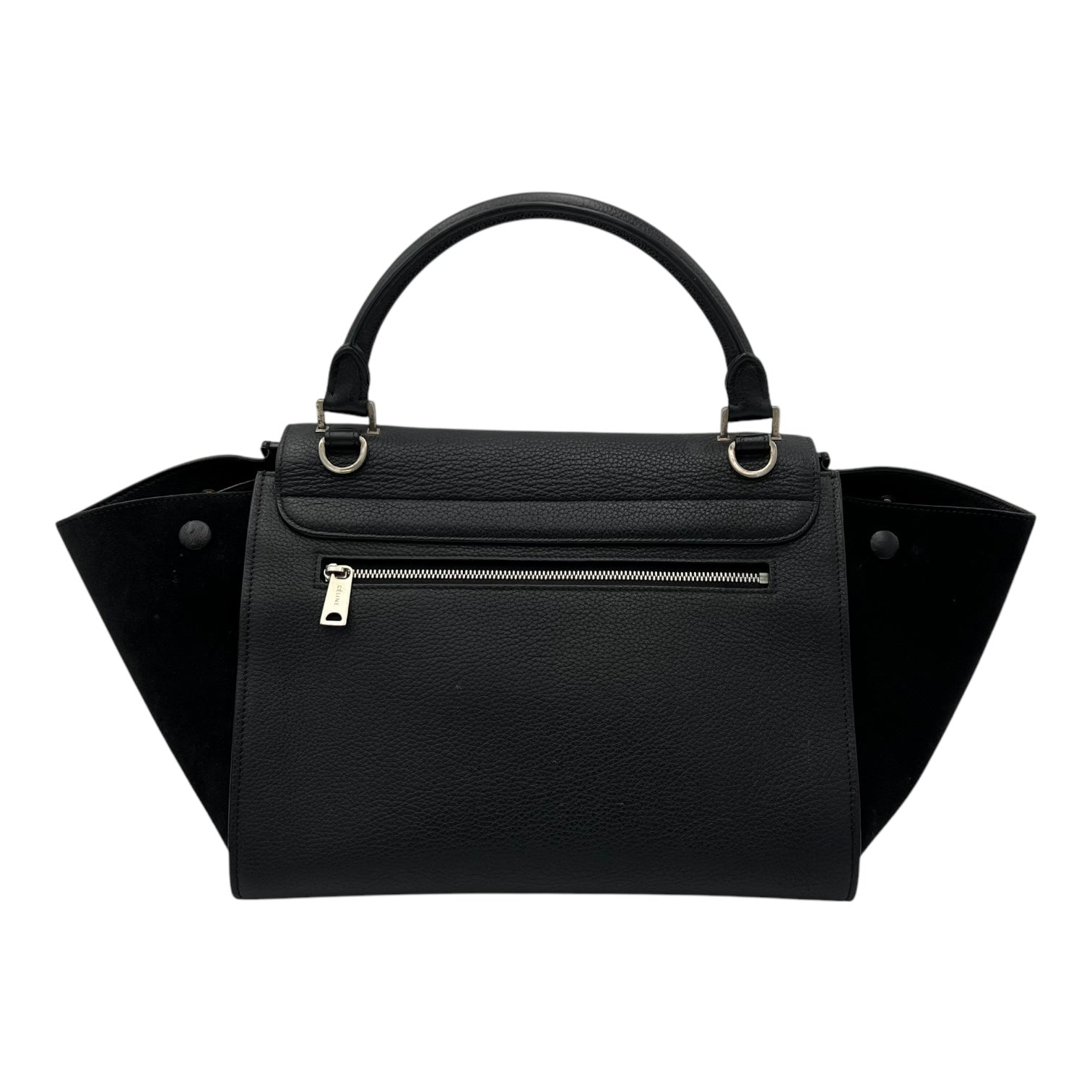 Celine Trapeze Small Black Shoulder Bag in Calfskin, Silver hardware_2