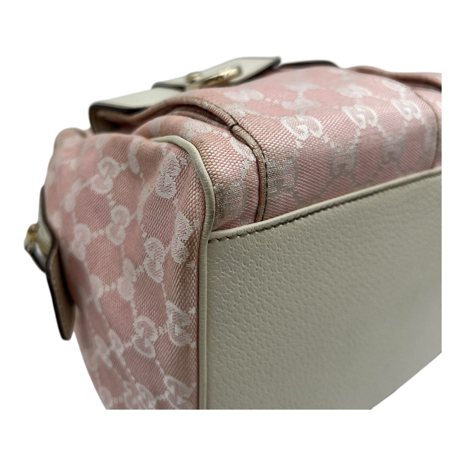 Gucci GG Top Handle Bag Pink in Canvas, Light Gold hardware_10