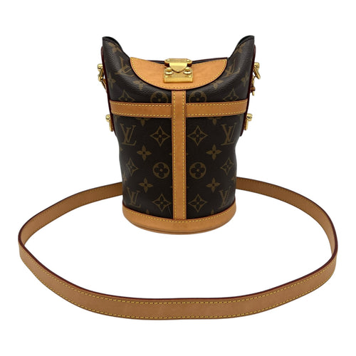 Louis Vuitton duffle Crossbody Bag Brown in Monogram Coated Canvas, Gold hardware_8