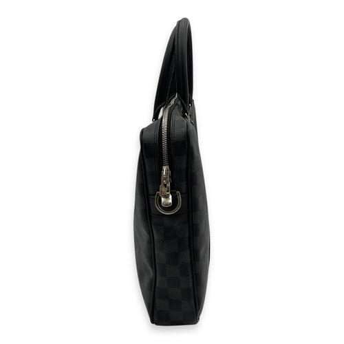 Louis Vuitton Porte Document Top Handle Bag Graphite in Coated Canvas, Silver hardware_3