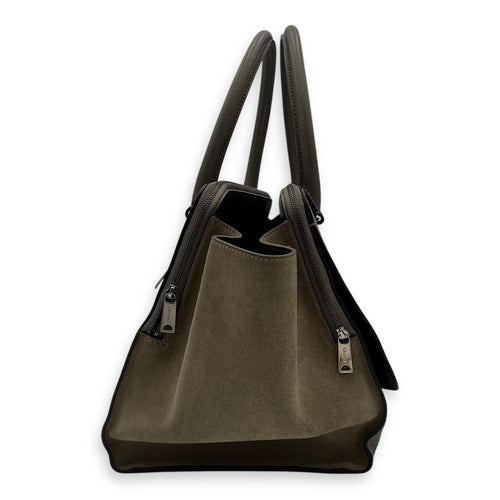 Celine Trapeze Top Handle Bag Brown in Calfskin, Silver hardware_3