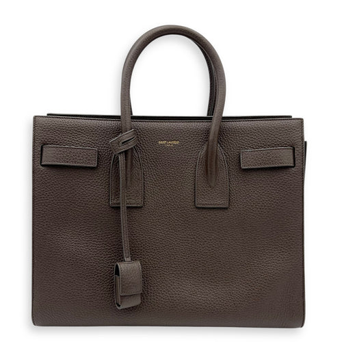 Saint Laurent Sac de Jour Small Brown Top Handle Bag in Calfskin, Gold hardware_1