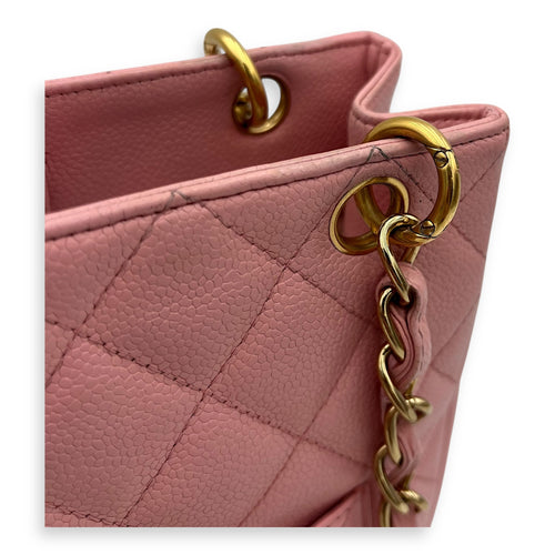 Chanel PST Petite Shopping Pink Tote Bag in Caviar Leather, Gold hardware_11