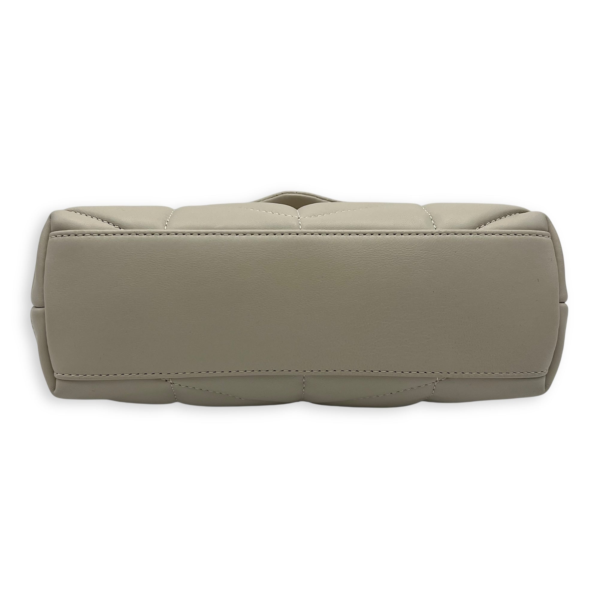 Saint Laurent Puffer Shoulder Bag Toy Ecru in Lambskin, Brushed Gold hardware_5