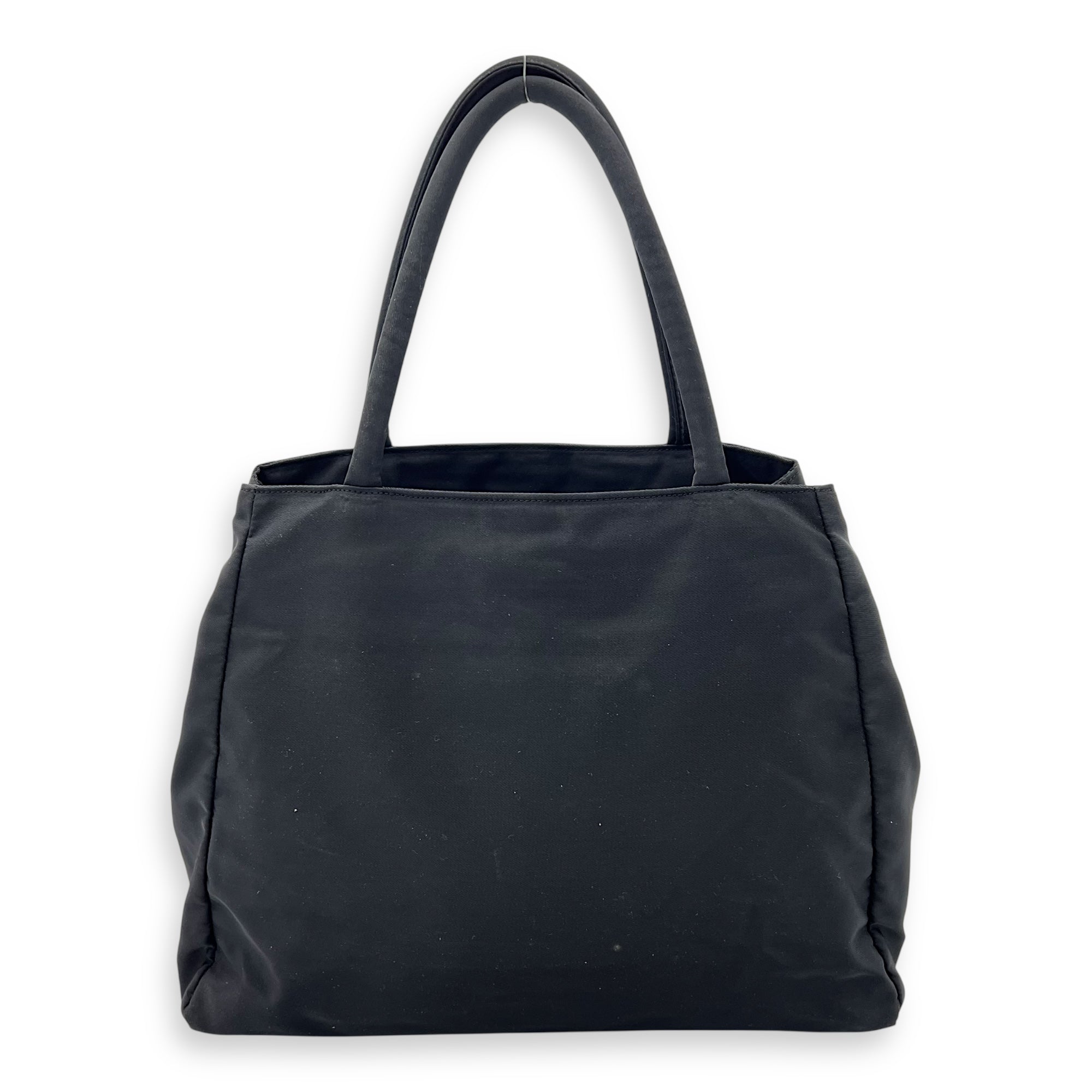 Prada Logo Top Handle Bag Black in Nylon, Silver hardware_2