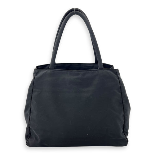 Prada Logo Top Handle Bag Black in Nylon, Silver hardware_2