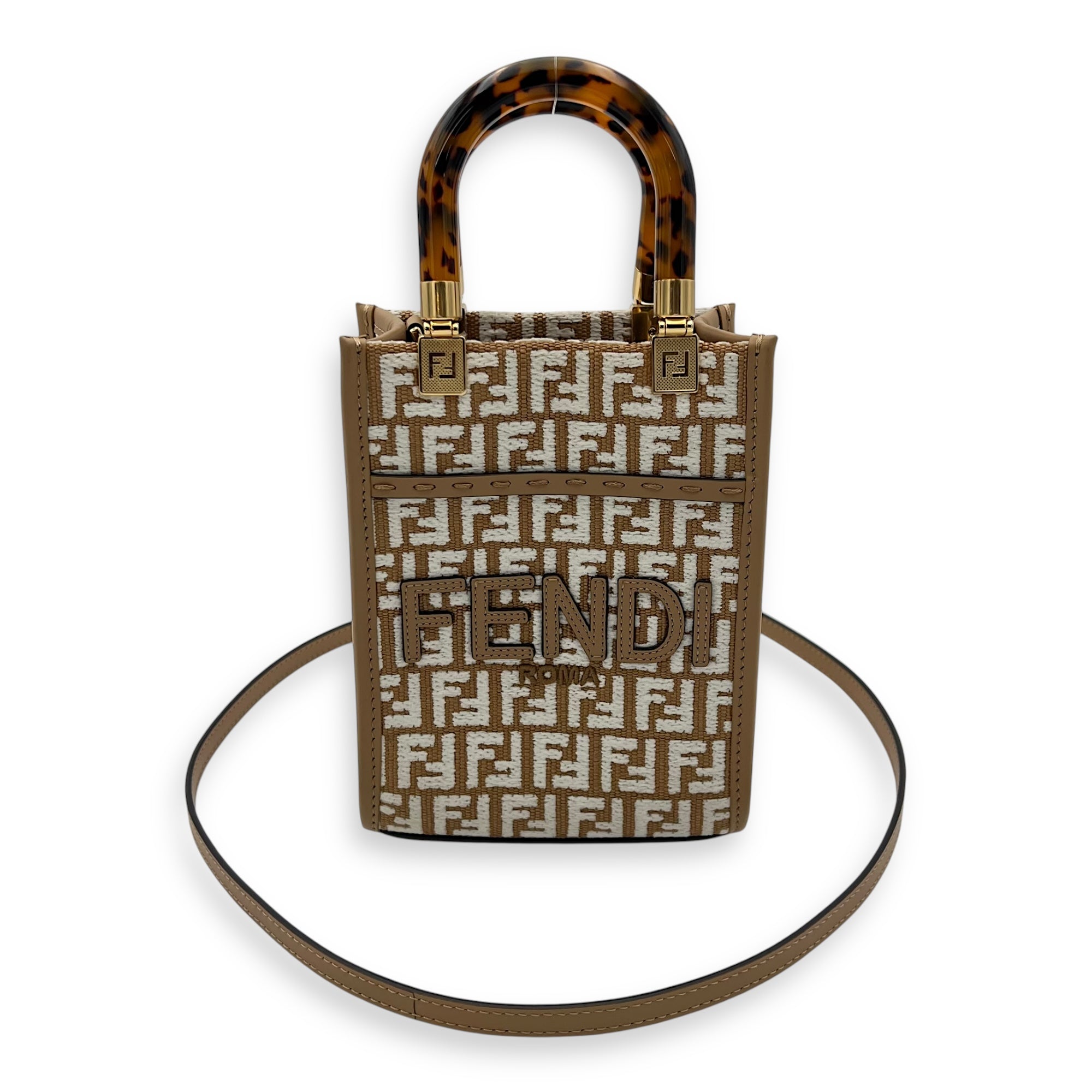 Fendi Sunshine Top Handle Bag Brown in Others, Gold hardware_10