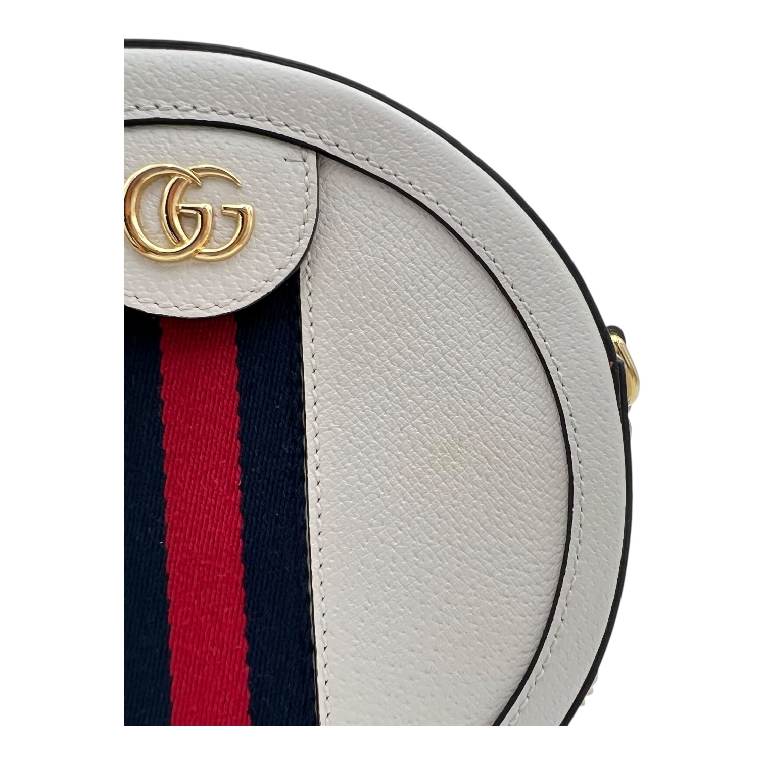 Gucci Ophidia Shoulder Bag Round White in Calfskin, Gold hardware_7