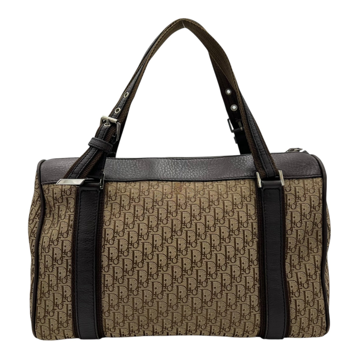 Christian Dior Trotteur Shoulder Bag Brown in Canvas, Silver hardware_2