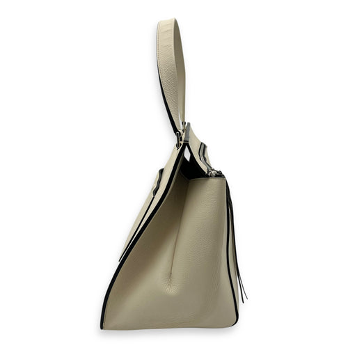 Celine Edge Top Handle Bag White in Calfskin, Silver hardware_3