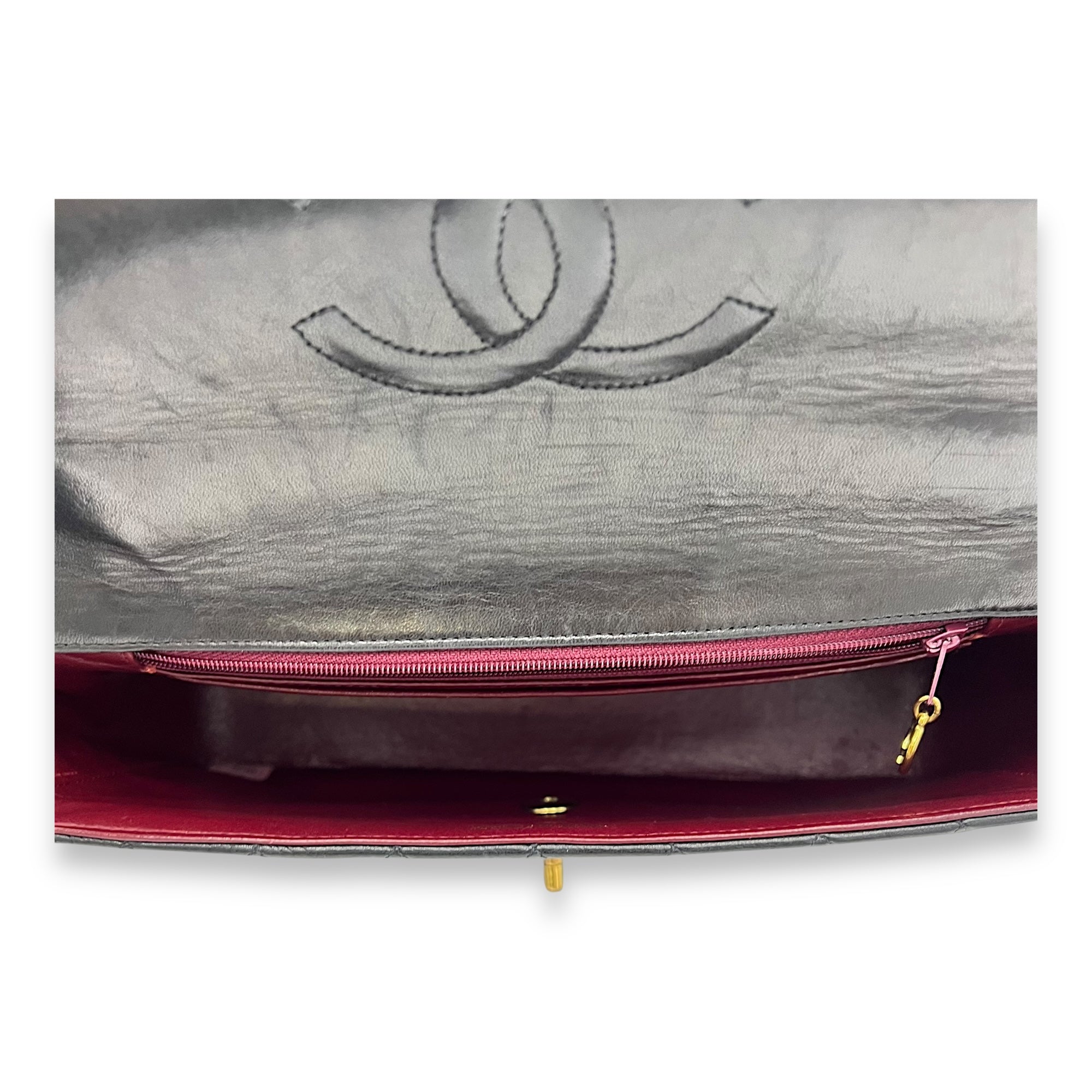Chanel Parent Child Top Handle Bag Black in Lambskin, Gold hardware_9