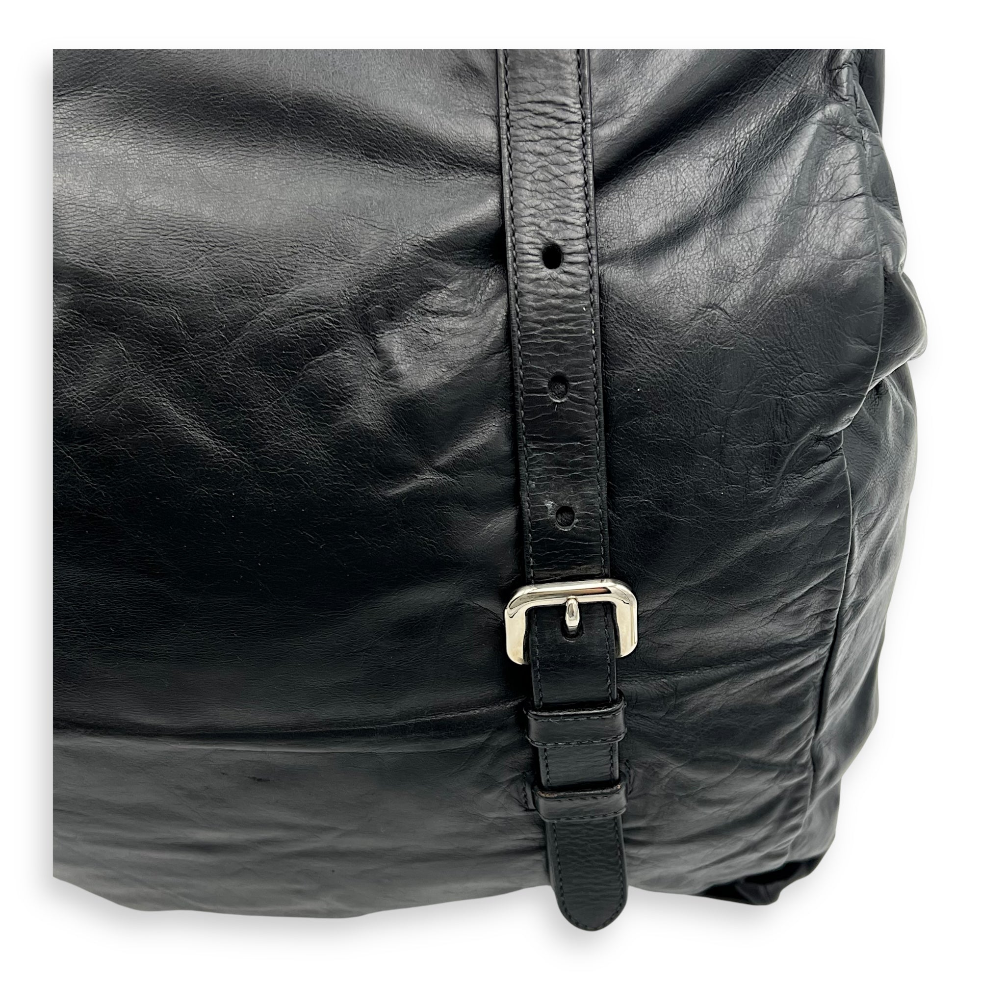 Prada Frame Shoulder Bag Black in Calfskin, Silver hardware_13