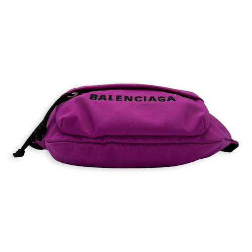 Balenciaga Logo Belt Bag Pink in Canvas, Silver hardware_5