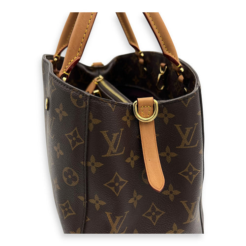 Louis Vuitton Montaigne Top Handle Bag MM Brown in Monogram Coated Canvas, Gold hardware_8