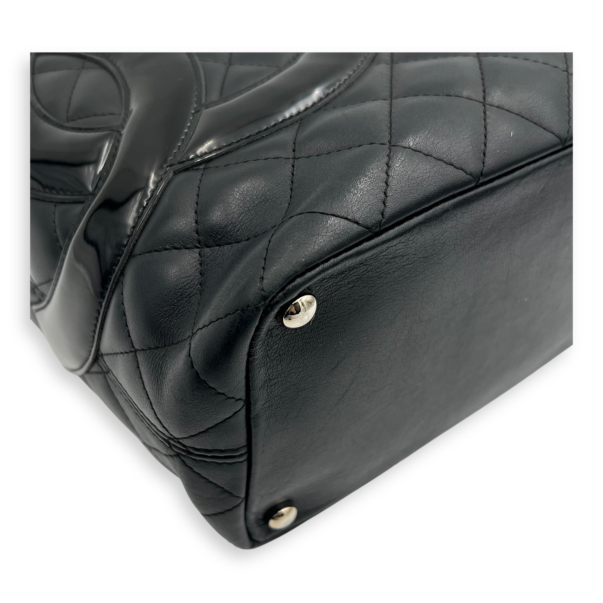 Chanel Cambon Tote Bag Black in Lambskin, Silver hardware_10