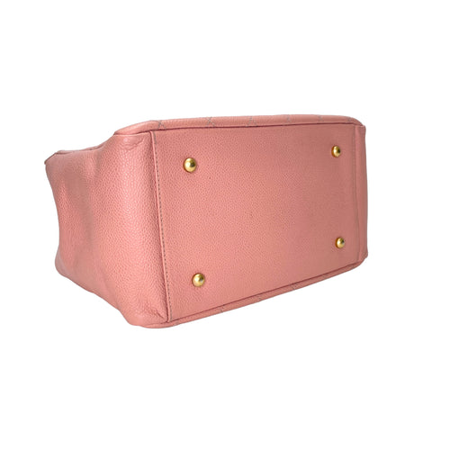 PST Petit Shopping Petit Pink Tote Bag in Caviar Leather, Gold hardware