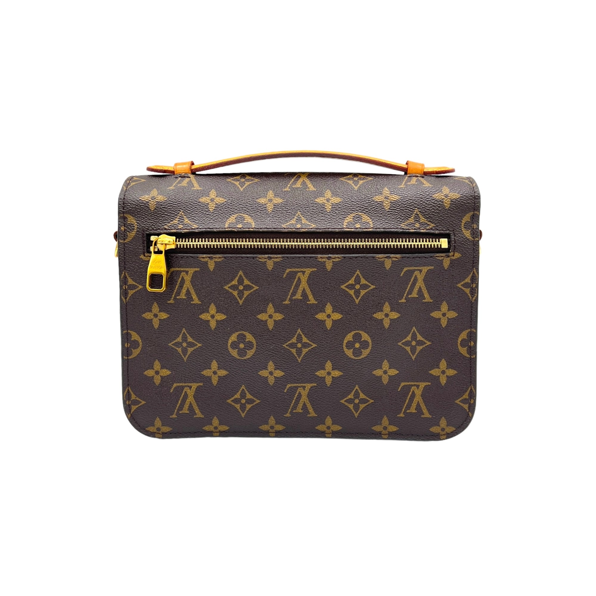 Metis MM Brown Top Handle Bag in Monogram Coated Canvas, Gold hardware