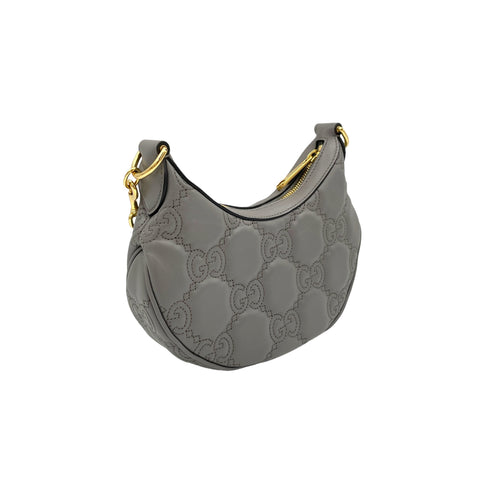 Matelassé Grey Shoulder Bag in Calfskin, Gold hardware