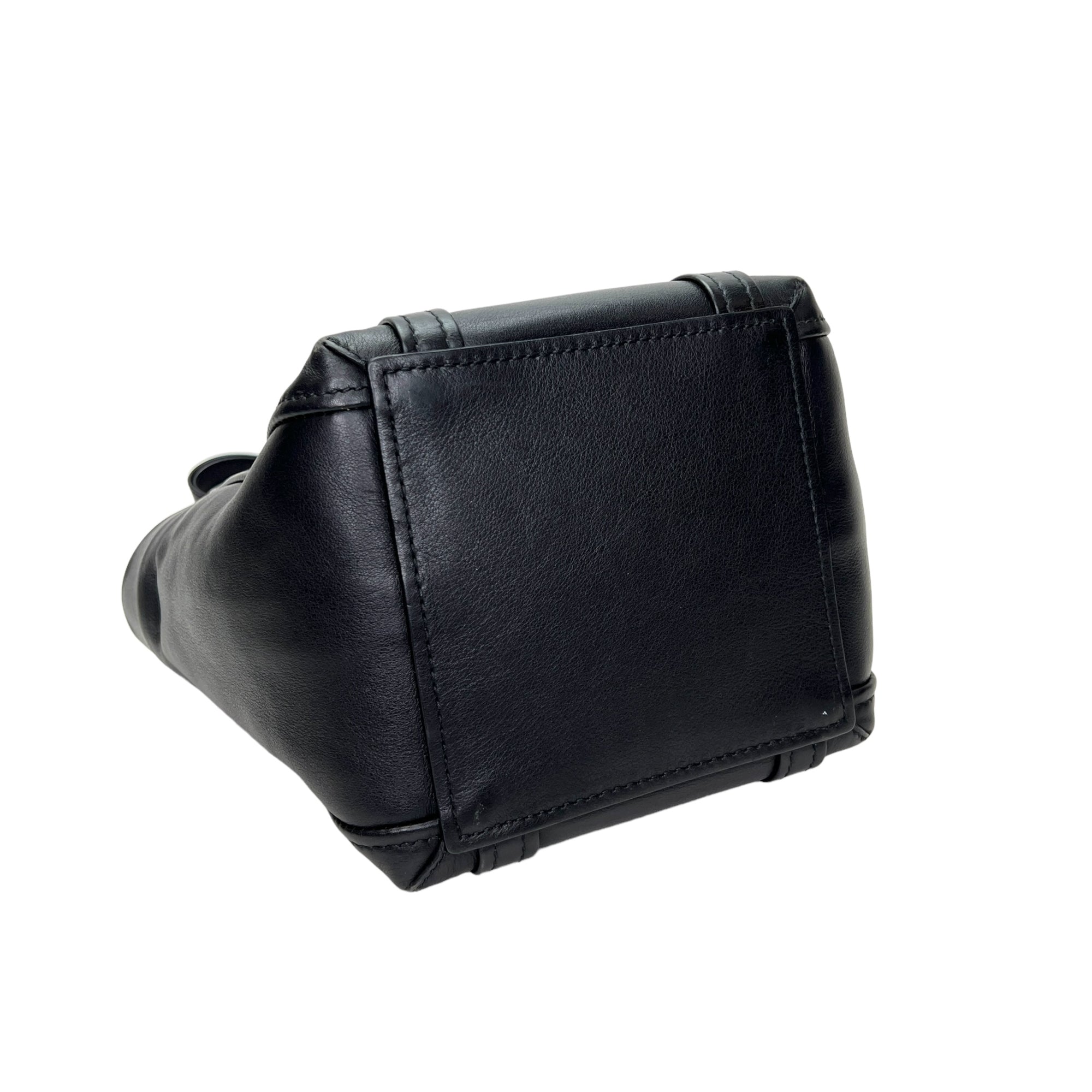 Laundry Cabas Black Top Handle Bag in Calfskin, Silver hardware