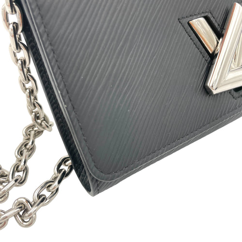 Twist Black Wallet On Chain in Epi Leather, Silver hardware