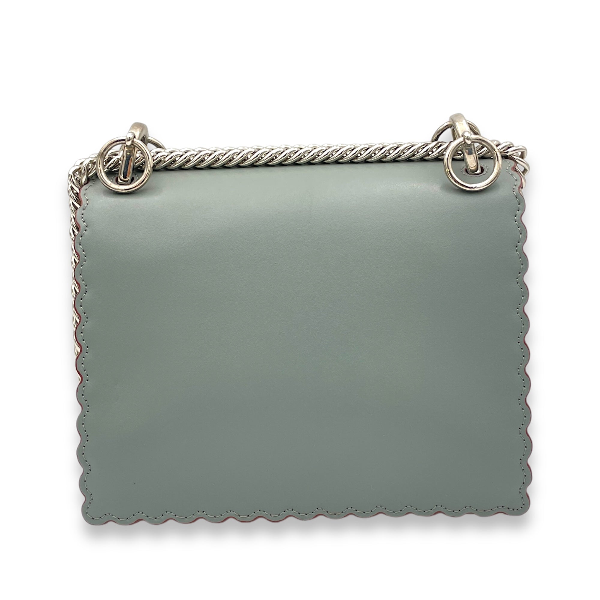 Kan I Small Grey Shoulder Bag in Calfskin, Silver hardware