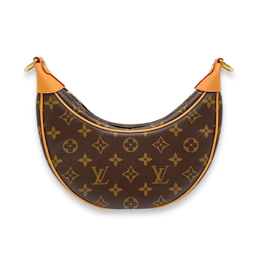 Loop Brown Shoulder Bag in Monogram Coated Canvas, Gold hardware