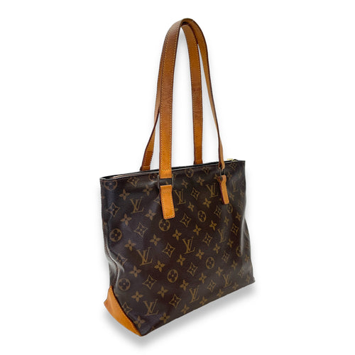 Piano Tote Bag Brown in Monogram Coated Canvas, Gold hardware