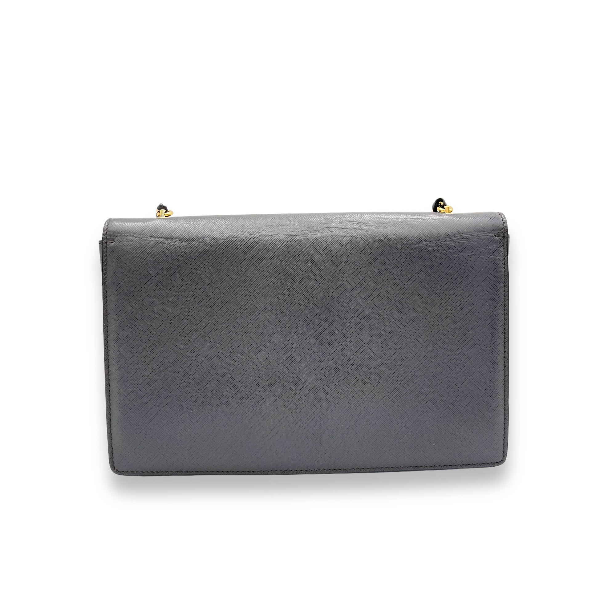 Vara Bow Grey Crossbody Bag in Calfskin, Gold hardware