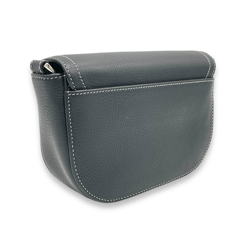 Saddle Crossbody Bag Black in Calfskin, Silver hardware