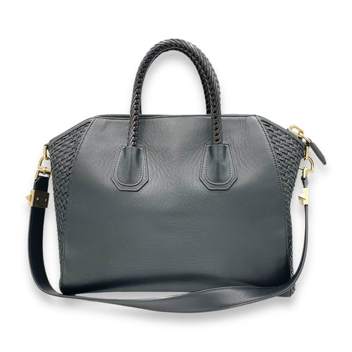 Antigona Large Black Top Handle Bag in Calfskin, Gold hardware