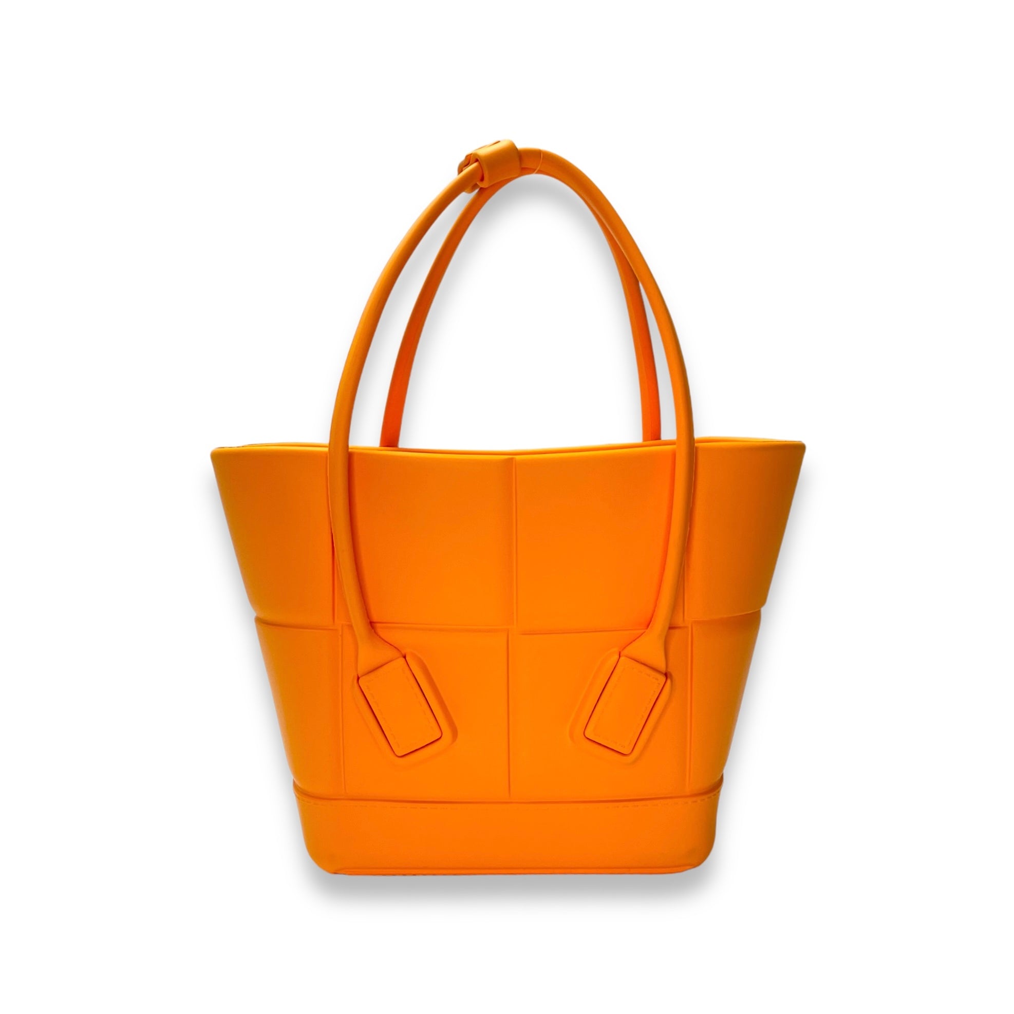 Arco Small Orange Top Handle Bag in Rubber