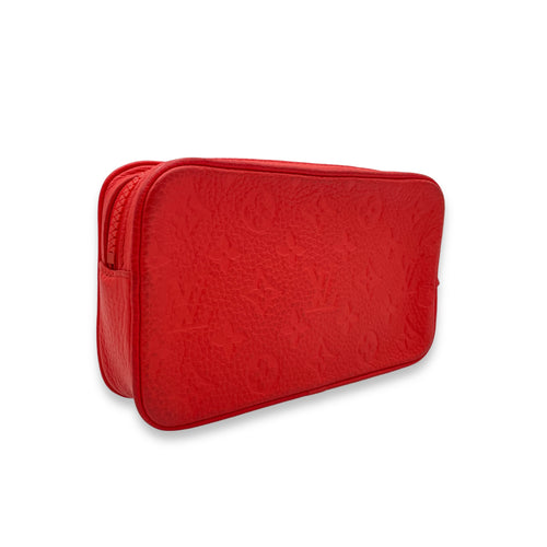 Pochette Volga Red Crossbody Bag in Taurillon Leather, Silver hardware