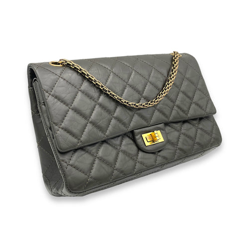 2.55 Shoulder Bag Black in Calfskin, Gold hardware