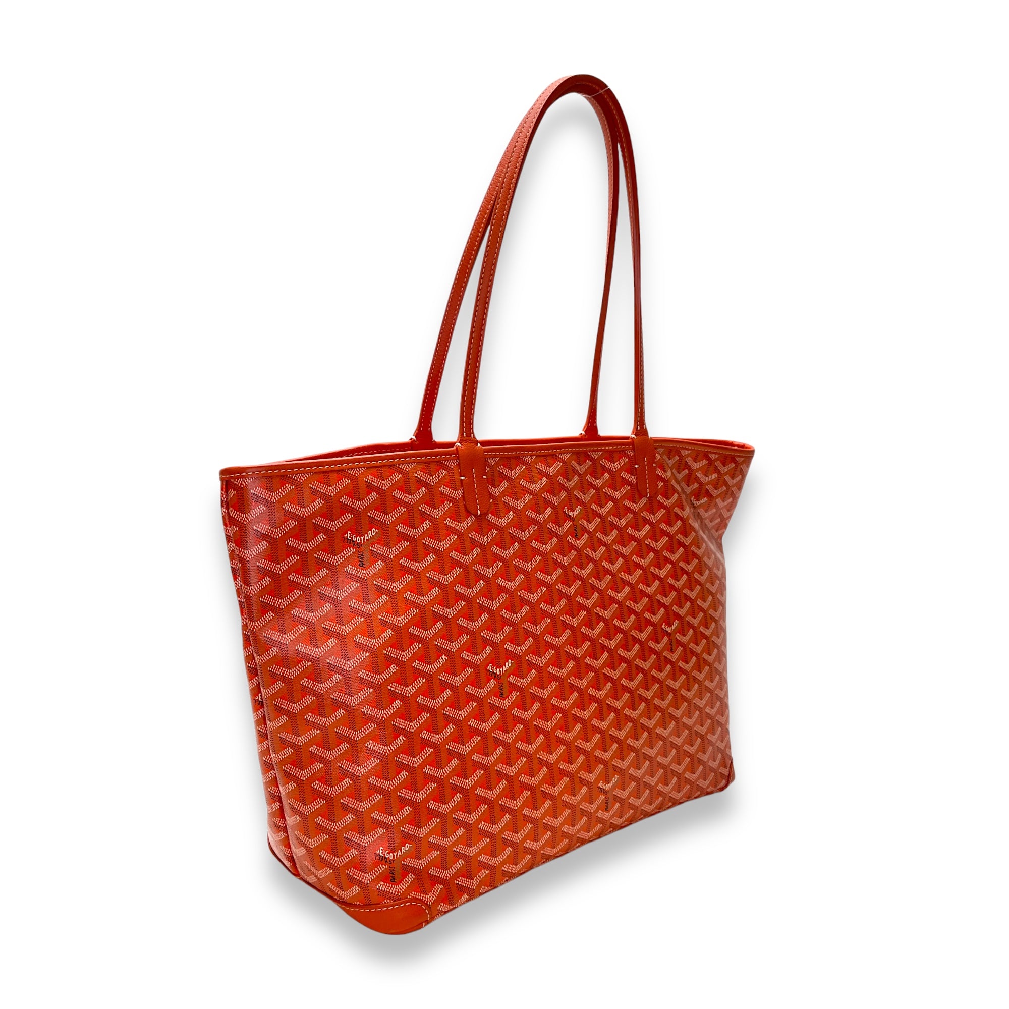 Artois MM Orange Tote Bag in Coated Canvas, Silver hardware