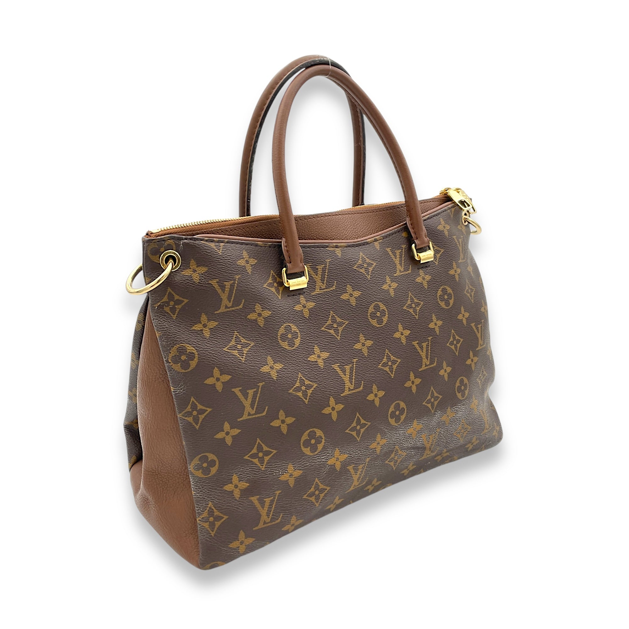 Pallas Top Handle Bag MM Brown in Monogram Coated Canvas, Gold hardware