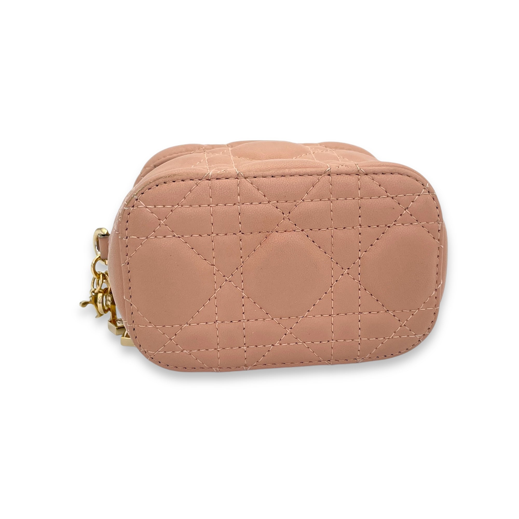 LADY DIOR Micro Vanity bag in Lambskin, Gold Hardware