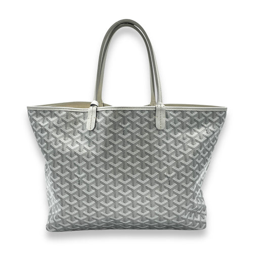 Saint Louis PM Silver Tote Bag in Coated Canvas, Silver hardware