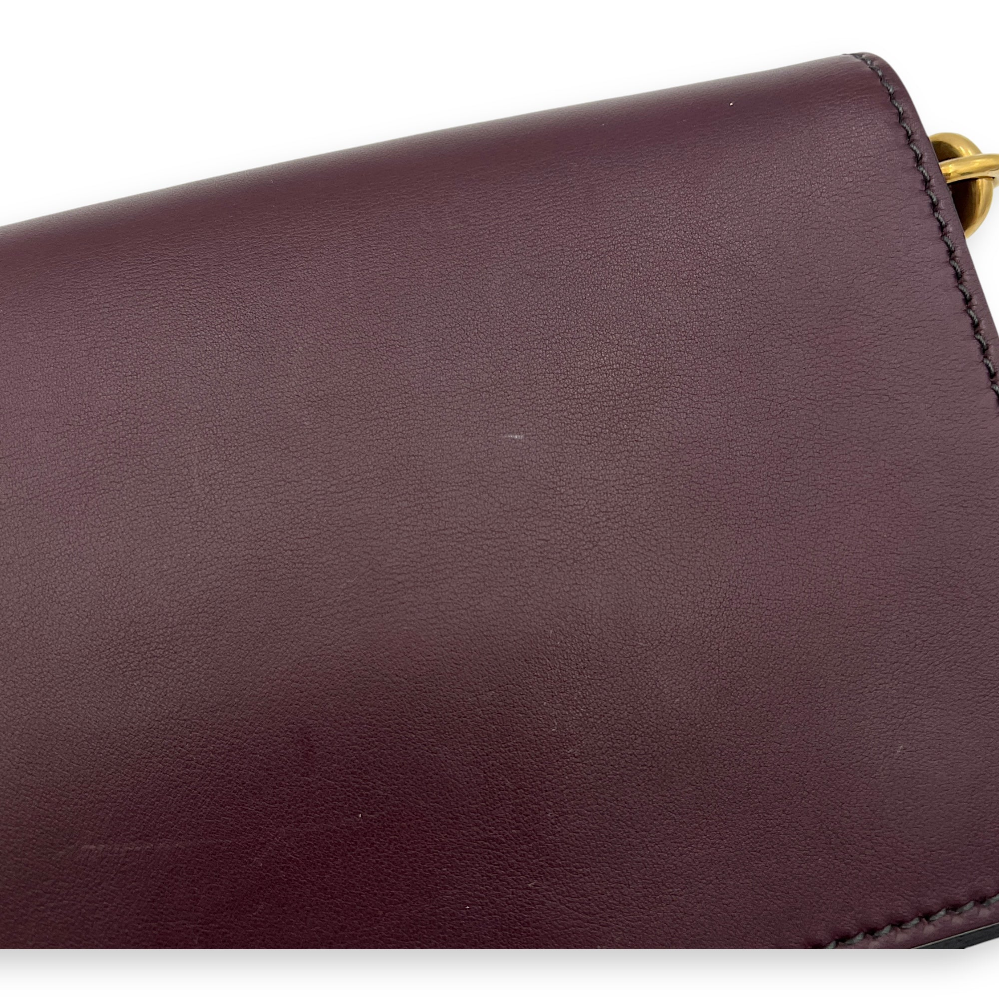 J'Adior Burgundy Top Handle Bag in Calfskin, Gold hardware