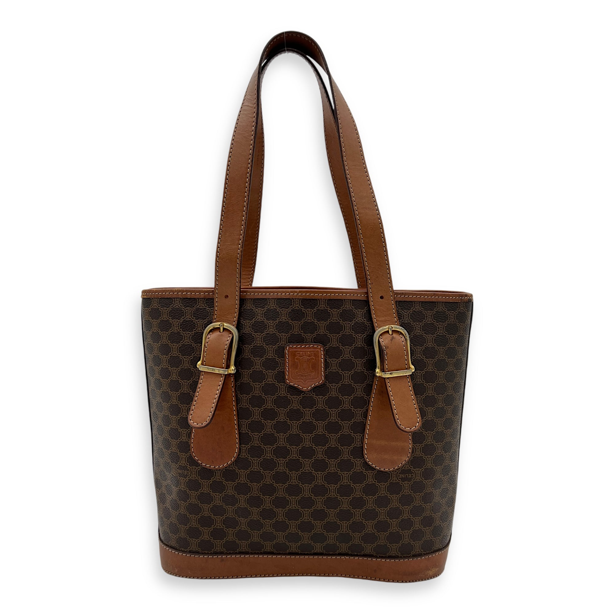 Macadam Tote Bag Brown in Coated Canvas, Gold hardware