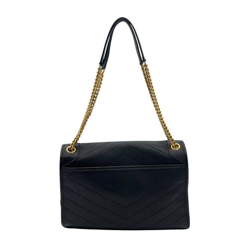 Niki Medium Black Shoulder Bag in Lambskin, Gold hardware